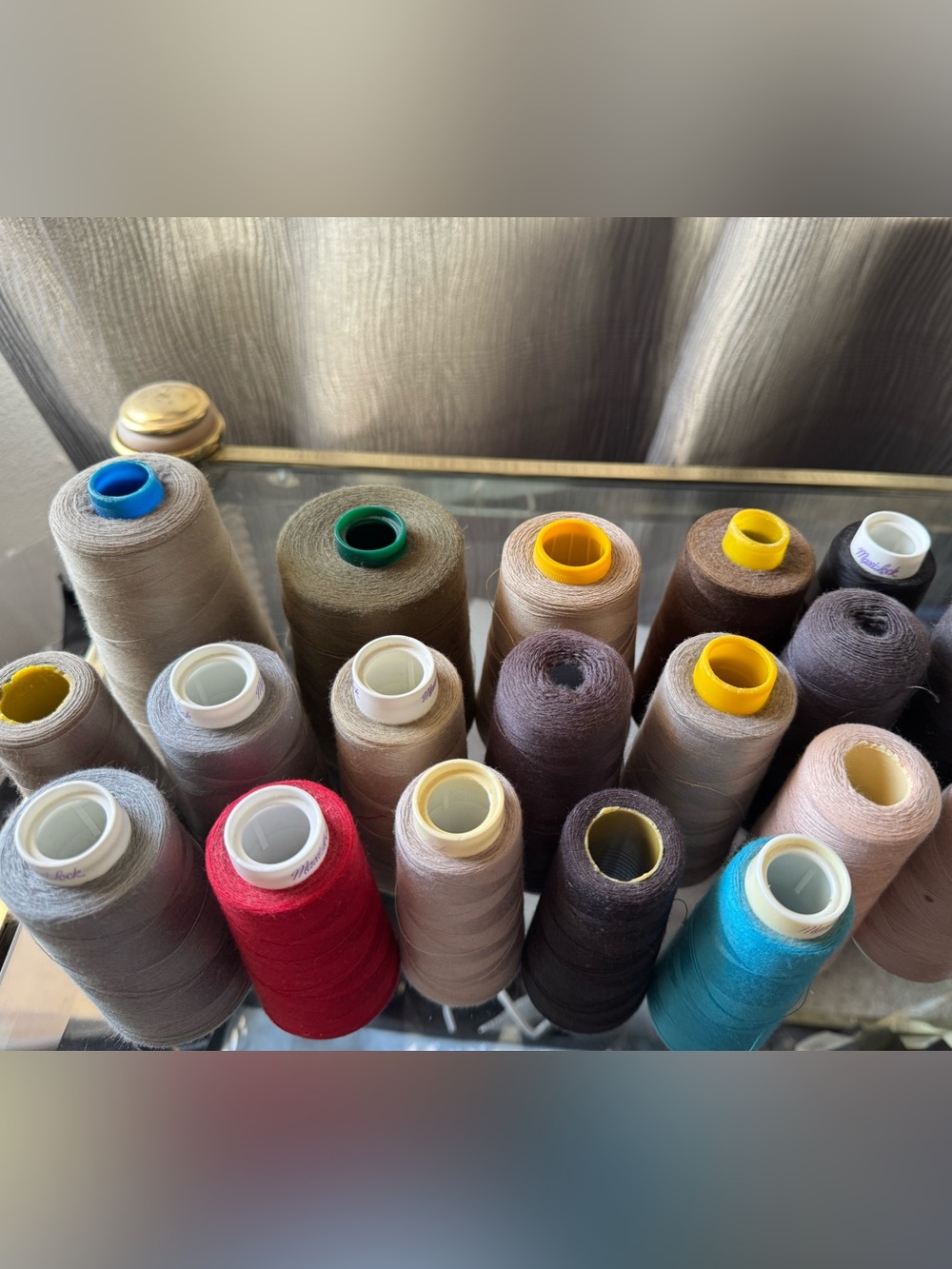 20 Pcs Assorted Neutral and Bright Thread Spool Set - Home Accents